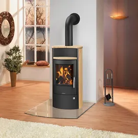 Oranier Pori 7 Stahl Schwarz/Abdeckplatte Sandstein