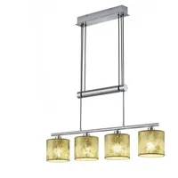 TRIO Leuchten LED Pendelleuchte, Dimmfunktion, LED wechselbar, Warmweiß, Zugpendelleuchten höhenverstellbar Stoff-lampe Kücheninsel Breite 77cm goldfarben