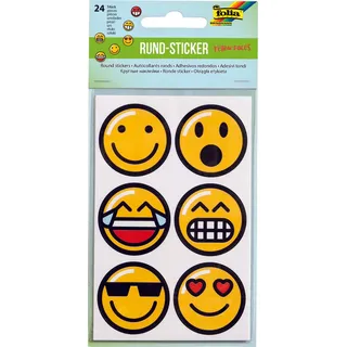 Folia Aufkleber Emojis verschiedene Motive, 24 St.