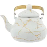 Wasserkessel Emaille 2L, Nostalgie Teekessel Retro Wasserkocher Induktion, Kleiner Wassertopf für Küche Zuhause Restaurant Café Gasherd Induktionsherd Weiß