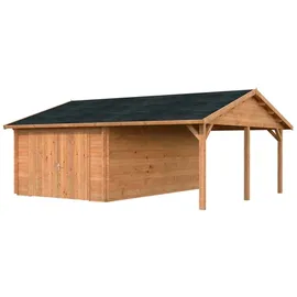 Palmako Garage Roger mit Holztor 653 x 550 cm Tauchgrundiert Hellbraun FSC®