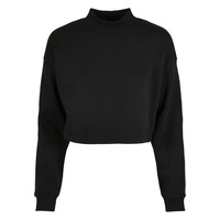 URBAN CLASSICS Cropped Oversized High Neck Crew Sweatshirt Black