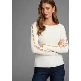 Hechter Paris Strickpullover mit Ärmelknöpfchen - NEUE KOLLEKTION HECHTER PARIS creme mélange