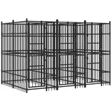 vidaXL Outdoor-Hundezwinger 7,37 m2 Stahl Schwarz