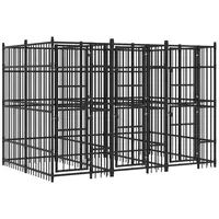 vidaXL Outdoor-Hundezwinger 7,37 m2 Stahl Schwarz