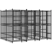 vidaXL Outdoor-Hundezwinger 7,37 m2 Stahl Schwarz
