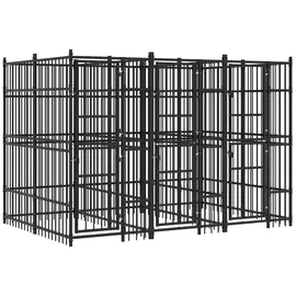 vidaXL Outdoor-Hundezwinger 7,37 m2 Stahl Schwarz