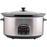 Beper BC.510 Slow Cooker, Crock-Pot, 280 W, 4,5 Liter, Glaskeramik, Schwarz und Stahl, Nero E Acciaio