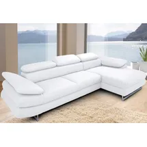 Cotta Ecksofa Solution L-Form, mit Arm- & Kopfteilverstellung, wahlweise mit Bettfunktion weiß 286 cm x 90 cm x 167 cm