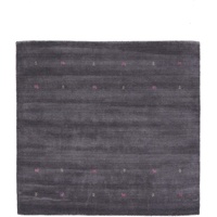 carpetfine Wollteppich Gabbeh Uni Quadratisch Grau 60x60 cm | Moderner Teppich für Wohn- und Schlafzimmer