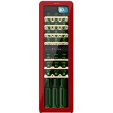 Cecotec Weinkühlschrank 30 Flaschen Retro Bolero Grandsommelier Origin Duo 30 Hit Red. Rot mit 2 Temperaturzonen (5-12oC, 12-20oC), LED-Steuerung, NoFrost, Holzregale, Innenbeleuchtung, Belüftung