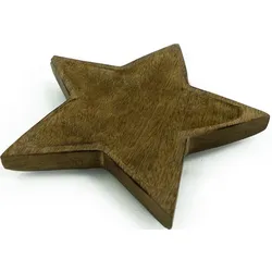 Dekostern NOOR LIVING "Weihnachtsstern, Stern, Weihnachtsdeko", braun, H:4cm Ø:30cm, Holzwerkstoff, Dekosterne, bietet individuelle Deko-Möglichkeiten, aus exclusivem Mango-Holz