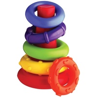 Playgro Ringpyramide, Steck- und Sortierspiel, Ab 9 Monaten, My First Sort and Stack Tower, Rot/Bunt, 40082
