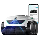 WYBOT C2 Vision AI Kamera Kabelloser poolroboter mit Akku, poolroboter Boden und Wand, Zweischicht-Filterung, leistungsstarke Absaugung, für Eingelassene Pools bis zu 180m2(Weiß Grün)