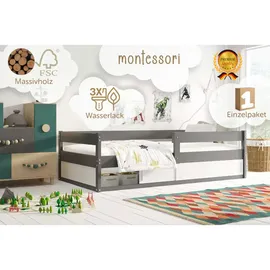 bms group sawomir pegza Kinderbett Montessori 160 x 80 cm Kiefer grau