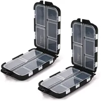 MAIANY Tablettenbox Reise-Pillen-Organizer, Tragbare Doppelschichtige Medikamenten-Aufbewahrungsbox mit 10 Fächern für Vitamine Lebertran Nahrungsergänzungsmittel (2Pcs Schwarz)