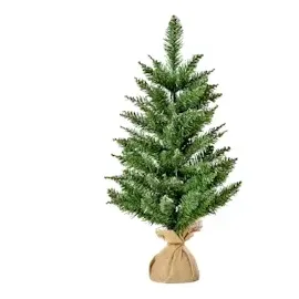 Homcom Weihnachtsbaum für Tisch 0,6 m kleiner Christbaum 70 Zweige Leinen PVC Zement Grün Ø44 x 60H cm