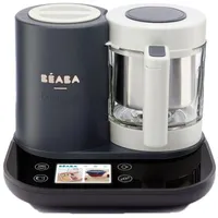 BÉABA - Babycook Smart - Verbundener - Babynahrungszubereiter - Integrierte Waage - Glasschüssel - Edelstahlkorb - Großes Fassungsvermögen 2.25L - Sanftes Dampfgaren - Touchscreen/App - Anthrazit