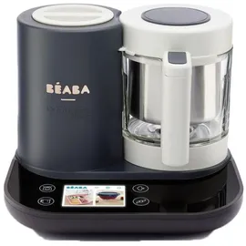 BÉABA - Babycook Smart - Verbundener - Babynahrungszubereiter - Integrierte Waage - Glasschüssel - Edelstahlkorb - Großes Fassungsvermögen 2.25L - Sanftes Dampfgaren - Touchscreen/App - Anthrazit