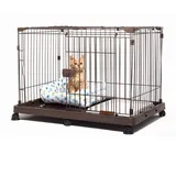 Iris Ohyama Welpenauslauf mit abschließbarer Tür und Rollen, H65, Braun, Katzengehege, Hundebox, Für Outdoor, Indoor, Welpenlaufstall, Hundezaun, Welpenzaun, Laufstall Hund, STS-600TY