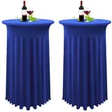 luxuskollektion 2er-Set Stretch Stehtischhusse Dunkelgrün Ø 80-85 cm,