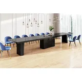 Design Esstisch Tisch HEK-111 Schwarz Hochglanz XXL ausziehbar 180 bis 468 cm - Schwarz