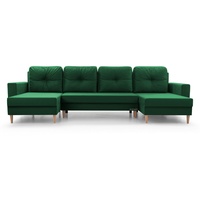 MOEBLO Wohnlandschaft CARL U, Ecksofa U-Form mit Schlaffunktion Eckcouch mit Bettkasten Sofa Couch Polsterecke U-Sofa - 300x142x90 cm, mit Bettkasten und Schlaffunktion, mit Relaxfunktion grün