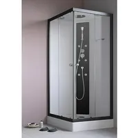 GEO Fix Komplettdusche  (90 x 90 x 215 cm, Eckig, Weiß/Schwarz)