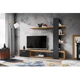 ASM Wohnwand Eco Schwarz/Eiche Wotan