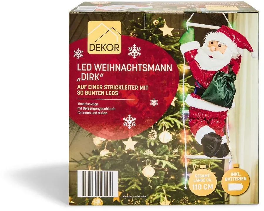 Dekor Weihnachtsmann mit Leiter - kletternder Weihnachtsmann Dirk