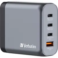 Verbatim GaN Charger 4 Ports USB-C PD, 1xUSB-A QC 3.0, USB Ladegerät, Power Adapter mit 3 x USB-C und 1 x USB-A , 3x