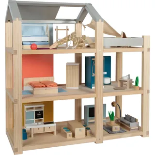 Small Foot Company Small Foot 12541 - Puppenhaus Natur mit Möbeln