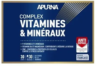 Apurna Komplex Vitamine und Mineralien - 30 Kapseln Diététique $scat.CAT_NOM - https://www.i-run.de/sportnahrung/ergaenzungsmittel/apurna/Komplex-Vitamine-und-Mineralien---30-Kapseln_fiche_123655.html - TU