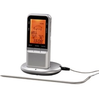 Xavax Digitales Funk Bratenthermometer (mit Küchenuhr, tragbarer Funkempfänger im Handy Format, Grillthermometer, Ofenthermometer, Milchthermometer Fleischthermometer) silber