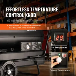 Vevor Kerosin-/Diesel-Warmluftheizung 100.000 BTU 29,3 kW Schwarz