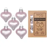 MAGIC by Inge Christbaumschmuck, Christbaumschmuck Herzen 4cm Glas 8 Stück - Lovely Magnolia rosa