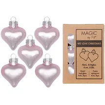MAGIC by Inge Christbaumschmuck, Christbaumschmuck Herzen 4cm Glas 8 Stück - Lovely Magnolia rosa