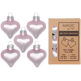 MAGIC by Inge Christbaumschmuck, Christbaumschmuck Herzen 4cm Glas 8 Stück - Lovely Magnolia rosa
