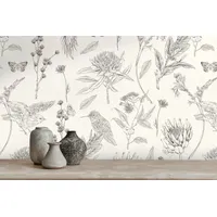 Living Walls Vliestapete Drawn Into Nature Blumen-Tapete Mustertapete Pflanzen Natur, strukturiert, matt, (1 St), Vliestapete Blümchen für Schlafzimmer Küche Wohnzimmer Blumen Design schwarz|weiß
