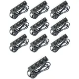 10 x G-L-T 4-Fach Mehrfachsteckdose schwarz Steckdosenleiste, Steckplätze 45 Grad gedreht, Kabel 1,4m, Steckerleiste