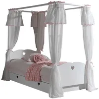 Vipack "AMORI" Himmelbett mit Vorhang-Set und MDF weiß lackiert