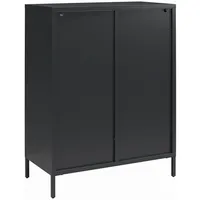 MID.YOU Highboard Luna,Schwarz, Metall, 3 Fächer, 80x102x40 cm, Wohnzimmer,