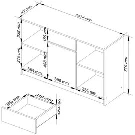 Akord 120 x 77 x 40 cm Weiß