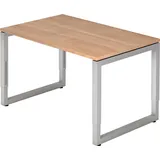 Hammerbacher RS12 höhenverstellbarer Schreibtisch nussbaum rechteckig, O-Fuß-Gestell silber 120,0 x 80,0 cm