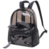 TINYAT Holographic transparenter Durchsichtig Schwarz Rucksack superweiche PVC Stadiongenehmigung Rucksack Wasserdichte Schulrucksack, T9051