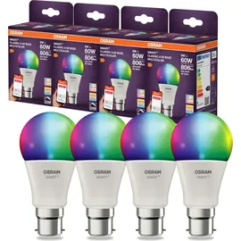 Osram SMART LED Lampe A60 Kolbenform B22D, ZigBee 3.0, RGBW 16 Mio. Farben, dimmbar, App Steuerung, Alexa