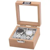 GOOPEEG Uhrenbox Uhr-Display-Organizer, Moderner 2-Schlitz-Holz-Uhrenbox-Organizer, Display-Aufbewahrung, Schmuckhalter Uhrenkasten