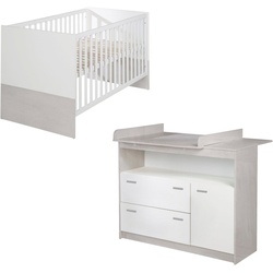 roba® Babymöbel-Set Julia, (Spar-Set, 2-St., Gitterbett, Wickelkommode), mit Kinderbett und Wickelkommode grau|weiß