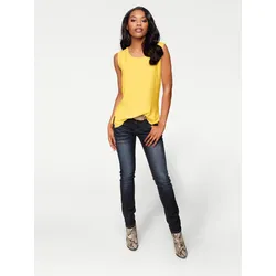 Shirttop HEINE, Damen, Gr. 42, gelb, 95% Viskose, 5% Elasthan, Webware:100% Viskose, unifarben, Rundhals, ohne Ärmel, Tops