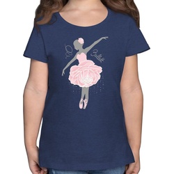 Shirtracer T-Shirt Ballerina – grau/rosa – Kinder Sport Kleidung – Mädchen Kinder T-Shirt ballerina tshirt blau 116 (5/6 Jahre)